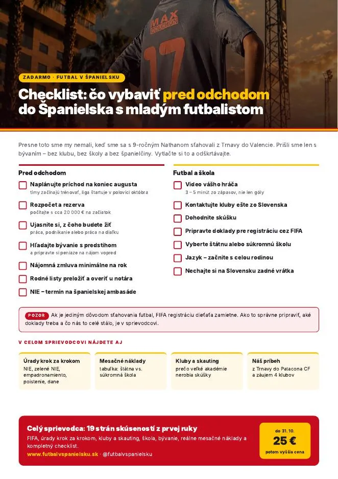 Náhľad checklistu Čo vybaviť pred odchodom do Španielska